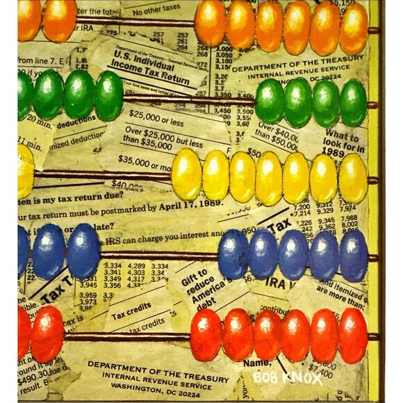 Framed 1989 New Yorker Magazine April 17 Bob Knox Jelly Bean Abacus Tax Returns - Picture 3 of 4